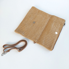 Foldover Tasche flach rechteckig Rei�verschluss - beige