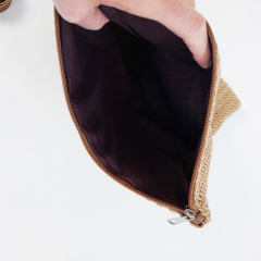 Foldover Tasche flach rechteckig Rei�verschluss - beige