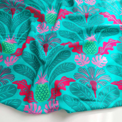 Viskose Stoff Webware Ornamente, pink mint petrol