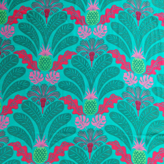 Viskose Stoff Webware Ornamente, pink mint petrol