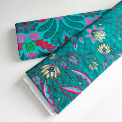 Viskose Stoff Webware Ornamente, pink mint petrol