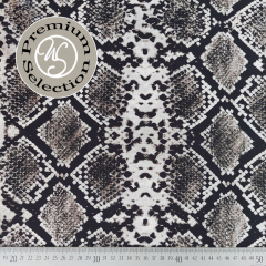 Einzelst�ck 2 m Viskosestoff Schlangenmuster Snake Print- wei� taupe schwarz - Made in Italy