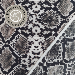 Einzelst�ck 2 m Viskosestoff Schlangenmuster Snake Print- wei� taupe schwarz - Made in Italy
