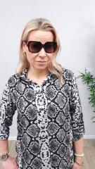 Einzelst�ck 2 m Viskosestoff Schlangenmuster Snake Print- wei� taupe schwarz - Made in Italy