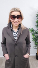 Einzelst�ck 2 m Viskosestoff Schlangenmuster Snake Print- wei� taupe schwarz - Made in Italy