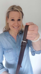 Canvas Tasche Streifen mit Taschengriff & Schultterriemen Summer Look, dunkelbraun natur