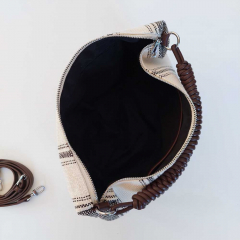 Canvas Tasche Streifen mit Taschengriff & Schultterriemen Summer Look, schwarz natur