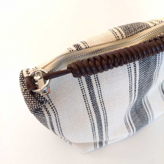 Canvas Tasche Streifen mit Taschengriff & Schultterriemen Summer Look, schwarz natur