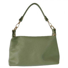 Ledertasche Handtasche klein rechteckig goldene Ringe, Matcha Green (hellgr�n)