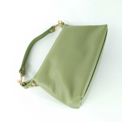 Ledertasche Handtasche klein rechteckig goldene Ringe, Matcha Green (hellgr�n)