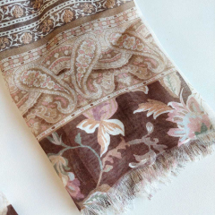 Halstuch Paisleymuster Blumen Schal - braun altrosa beige - Made in Italy