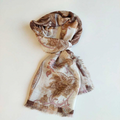 Halstuch Paisleymuster Blumen Schal - braun altrosa beige - Made in Italy