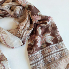 Halstuch Paisleymuster Blumen Schal - braun altrosa beige - Made in Italy