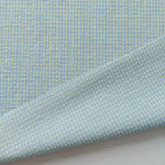 Seersucker Stoff kariert Meterware Vichy Karo, hellblau hellgelb (Butter Yellow)