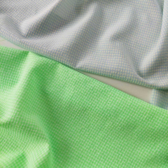 Seersucker Stoff kariert Meterware Vichy Karo, hellblau hellgelb (Butter Yellow)