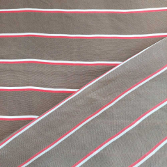 Seide Viskose Stoff schmale Streifen - wei� rot braun - Made in Italy