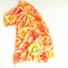 Halstuch Schal  Zitronenscheiben, rot orange