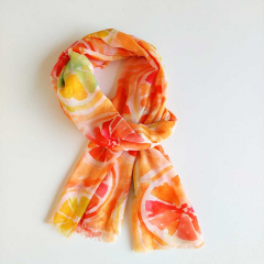 Halstuch Schal  Zitronenscheiben, rot orange