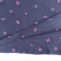Musselin Stoff Blumen Stickerei - pink mint dunkelblau