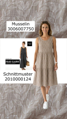 Musselin Stoff mit Bl�ttern, wei� mattbraun