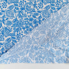Musselin Stoff blau Blumen - Double Gauze Meterware