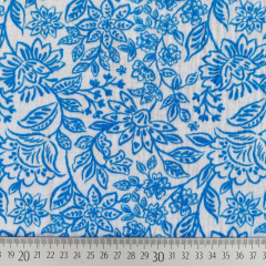 Musselin Stoff blau Blumen - Double Gauze Meterware