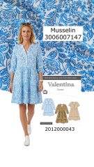 Musselin Stoff blau Blumen - Double Gauze Meterware