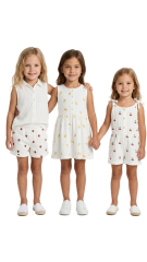 bestickter Musselin Stoff Erdbeeren rot gr�n wei� Double Gauze Meterware