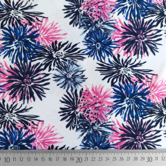 Jerseystoff Blumen - dunkelblau pink wei�