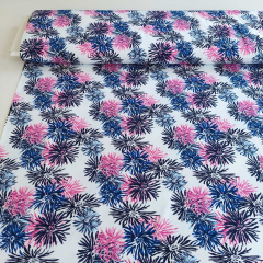 Jerseystoff Blumen - dunkelblau pink wei�