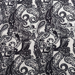 Viskose Twill Stoff Meterware – Hellbeige schwarzes Paisleymuster