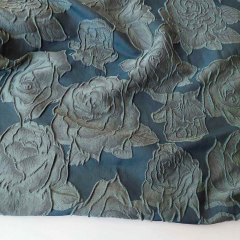 Jacquard Stoff Rosen-petrol