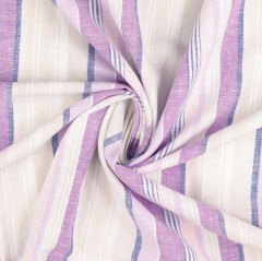 Viskose Leinen Stoff Webware Streifen Lila Dunkelblau Beige Wei�