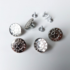 Jeansknopf Silber mit Stern-Motiv – 5er Set zum Nieten