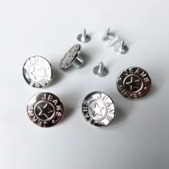 Jeansknopf Silber mit Stern-Motiv – 5er Set zum Nieten