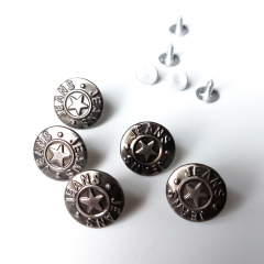 Jeansknopf Gunmetal mit Stern-Motiv – 5er Set zum Nieten