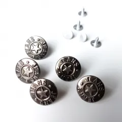 Jeansknopf Gunmetal mit Stern-Motiv – 5er Set zum Nieten