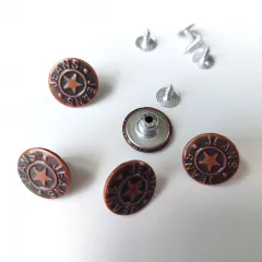 Jeansknopf Alt-Kupfer mit Stern-Motiv – 5er Set zum Nieten