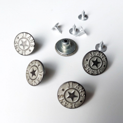 Jeansknopf Silber-Wei� mit Stern-Motiv – 5er Set zum Nieten