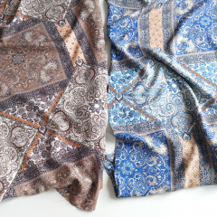 Viskose Stoff Patchwork Paisley Webware – Blau mit Aprikot