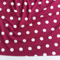 Viskosejersey Punkte 1,5 cm, wei� bordeaux