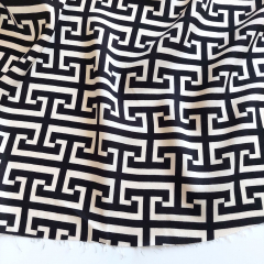 Viskosestoff Labyrinthmuster, Schwarz Hellbeige