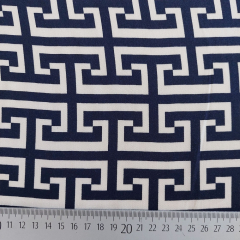 Viskosestoff Labyrinthmuster, Dunkelblau Hellbeige