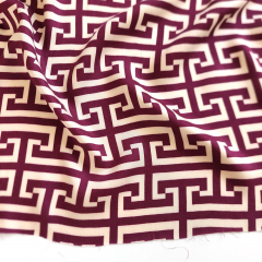 Viskosestoff Labyrinthmuster, Burgundy Hellbeige
