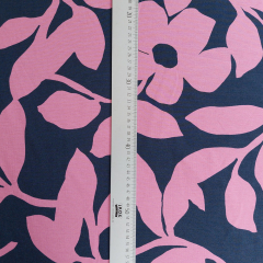 Punto di Roma Heavy Stretchjersey Blumen, rosa dunkelblau