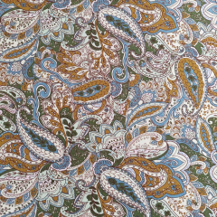 Viskosejersey Paisleymuster rauchblau ockergelb