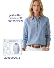Jeansstoff breite Streifen Denim Stoff Meterware, rot wei� denimblau