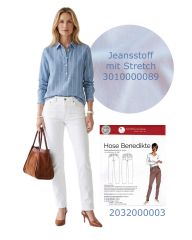 Jeansstoff breite Streifen Denim Stoff Meterware, rot wei� denimblau