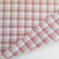 Jacquard Boucl� Karomuster Rosa-Beige