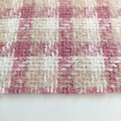 Jacquard Boucl� Karomuster Rosa-Beige